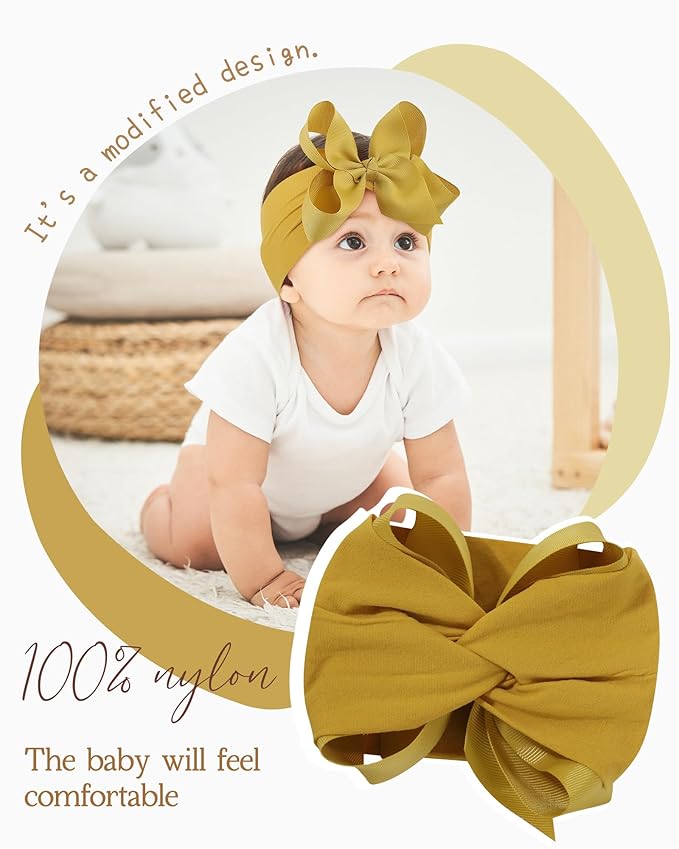doboi 12PCS Baby Girl Bows Baby Headbands Ribbon Bow Nylon Headbands Hair Accessories Big Baby Bows for Baby Girls Infant Newborn Toddler