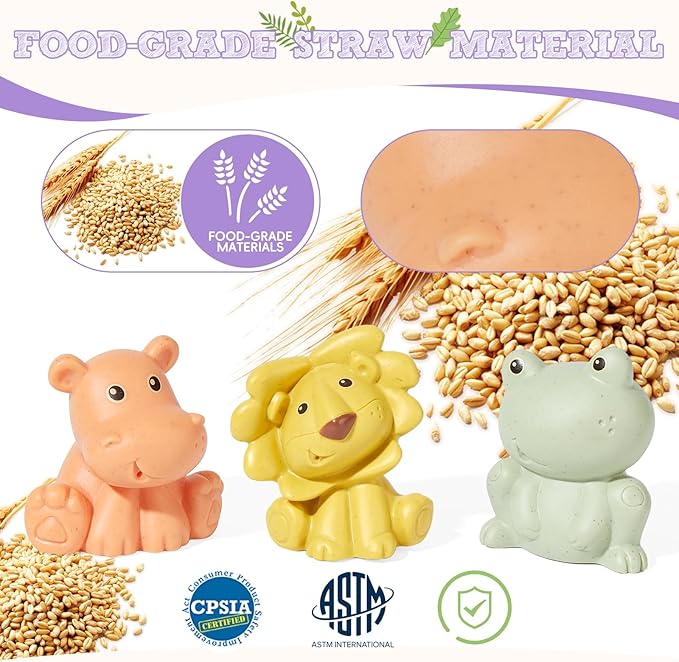 Baby Bath Toys, 9 Pack | Sealed, No Hole & Mold Free Bath Toys for Babies 6-12 Months | Soft, Squeezable & Float on Water | Safe, Easy-Grip Toddler Bath Toy Set | Baby Water Pool Toys-Wild Animal
