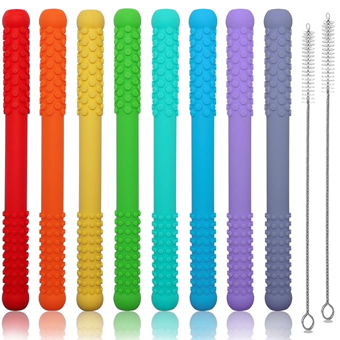 Cloth chew Necklaces for Sensory Kids 6 Pack and Teething Tubes for Babies 8 Pack