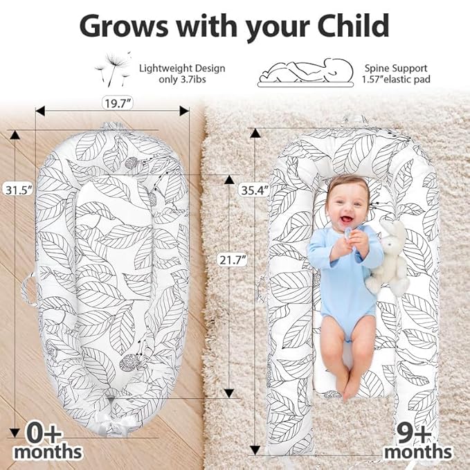 Infant Support Cushion | Organic Cotton Infant Support Cushion | Reversible, Adjustable & Portable Floor Cushion | Soft, Breathable, Washable Cover