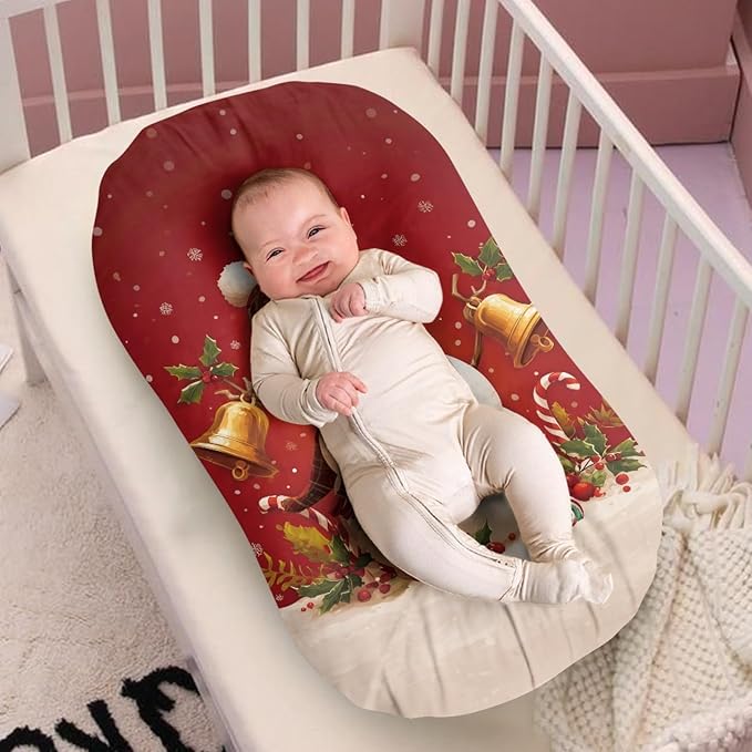 Snowman Print Baby Lounger Cover Breathable Baby Nest Cover for Newborn 0-24 Months Soft Portable Infant Nest Protector, Christmas