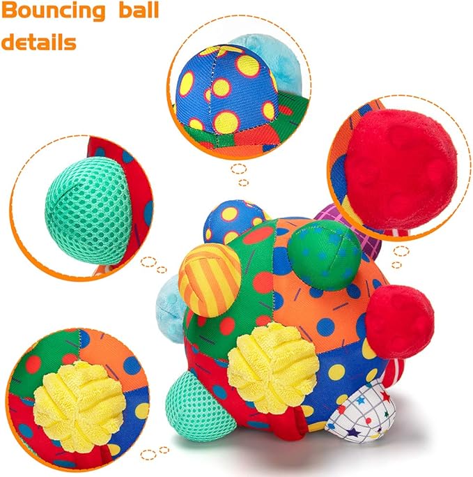 Baby Music Shake Dancing Ball Toy,Developmental Bumpy Ball Sensory Soft Toys,Easy to Grasp Bumps Help Develop Motor Skills