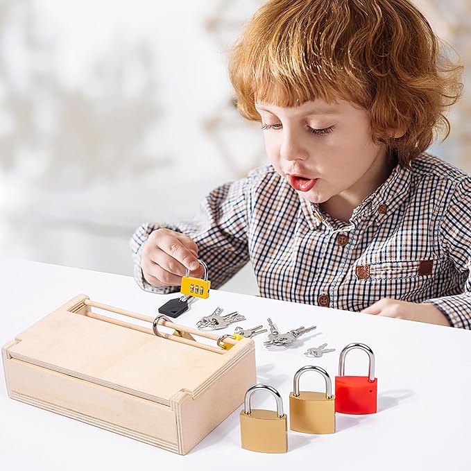 Montessori Lock and Key Toy Set for Kids, Educational Locks and Keys Toy, Montessori Materials Homeschool Preschool Educationl Toys for 3+ Year Old Toddlers (6 Pack Locks), LOCKS KEYS 01