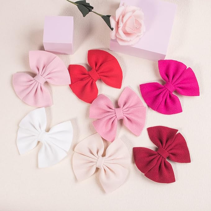 XIMA 30PCS Girls Hair Bows Clips Felt Woolen Hair Accessories Handmade Cotton Hair Bow for Toddler Girls Infants Kids and Teens 30Colors