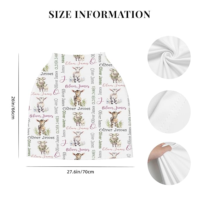 Personalized Car Seat Covers for Babies with Name – Multi-use Breastfeeding Cover Custom Goat Carseat Canopy Cover, Infant Stroller Covers for Boys and Girls
