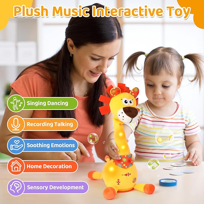 Dancing Talking Lion Baby Toy, Adjustable Volume Interactive Mimicking Toy Singing Recording Repeating What You Say Lion Toy, Musical Birthday Gift for Grandkids Infants Toddlers(Orange)