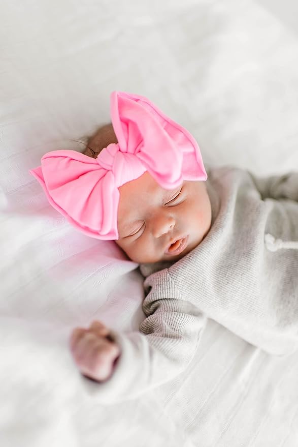 Baby Bling Bows Newborn to Little Girls Hair Bow - FAB-BOW-LOUS Headbands Toddlers Hair Accessories, Made in the USA, One Size (2 Pack - neon pink a boo + neon blue)