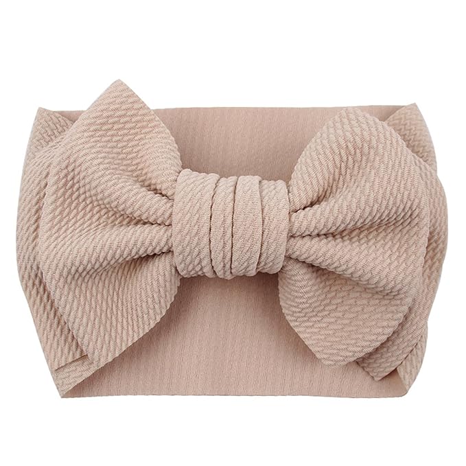 Bows for Baby Girls Headband, Newborn Bows Headbands Baby Hair Bows Hairbands Hair Accessories.(FD104-Champagne Khaki)