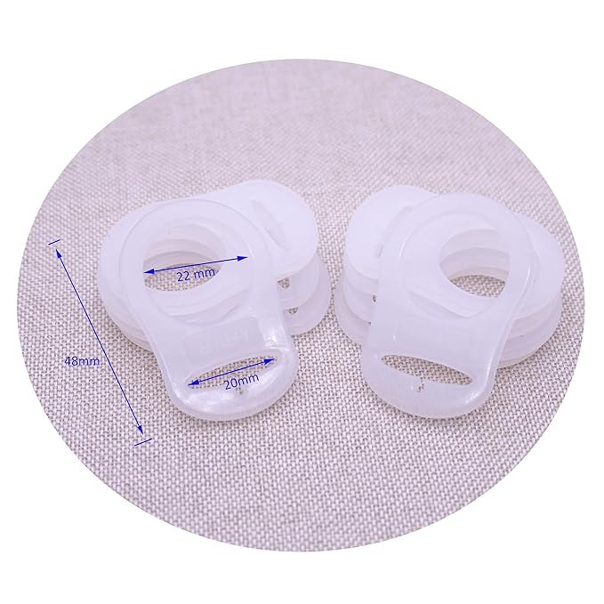 Soft Silicone Adapter Rings Baby Pacifier Clips Holders for Button Style Dummy Soother Teething Ring (White) 10pcs …