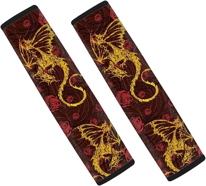 Asian Red Dragon Car Seat Belt Cover Soft Car Safety Seat Belt Strap Shoulder Pad for Women Men 2 Pack
