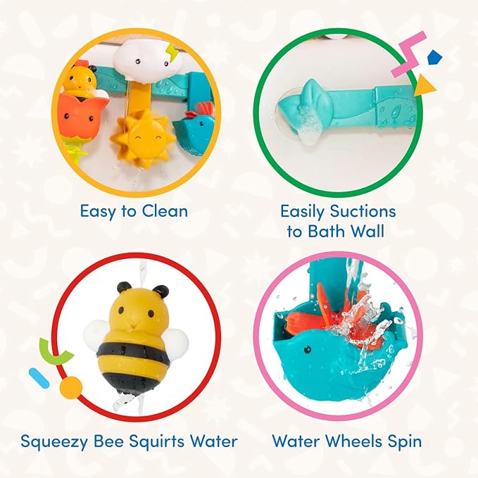 Battat – Baby Bath Toy Bar – 6 Removable Pieces & 2 Suction Cups – Stacking & Sorting Toys – Toddler Bath Toys – 12+ Months