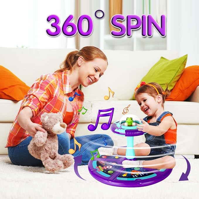 Kids LED Sit & Spin Toy with Music - 360 Spinning Seat for Toddlers & Kids, Ages 18+ Months, Birthday Gift for Girls & Boys