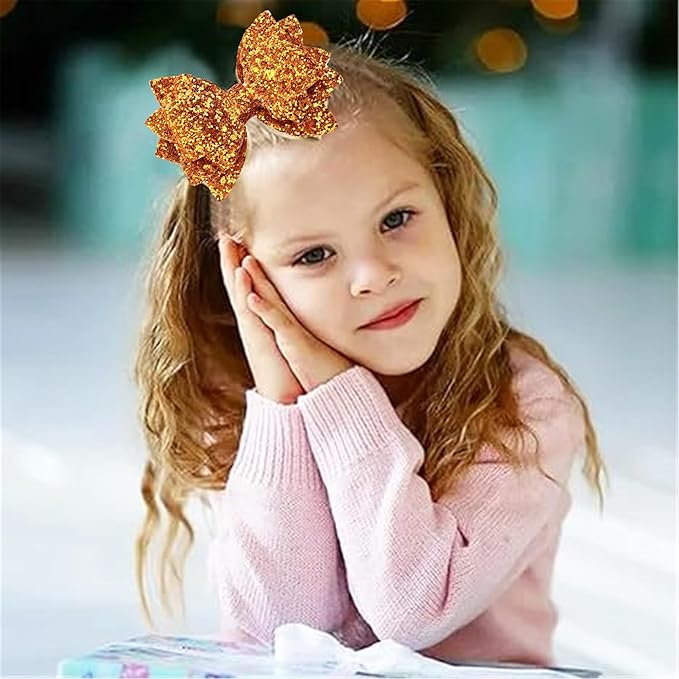 Gold Hair Clips, Bows Hair Barrettes Accessories,Hair Pins for Infant Toddler Baby Girls.(FJ78) (Gold Y)