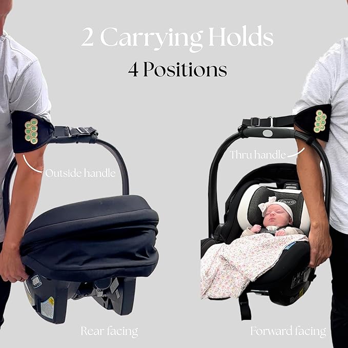 Infant Car Seat Carrier Strap – Baby Seat Carrying Handle Aid, Ergonomic Arm Support Wrap for Easy Lifting, Universal Fit, Light Grey