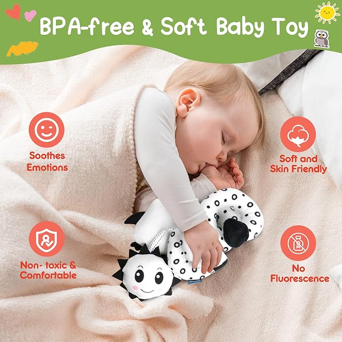 GKDOMS Baby Spiral Hanging Stroller and Car Seat Toys Black and White High Contrast Sensory Toy Newborn Plush Activity Toys Party Favors Quality Gifts for Baby Shower-OWL