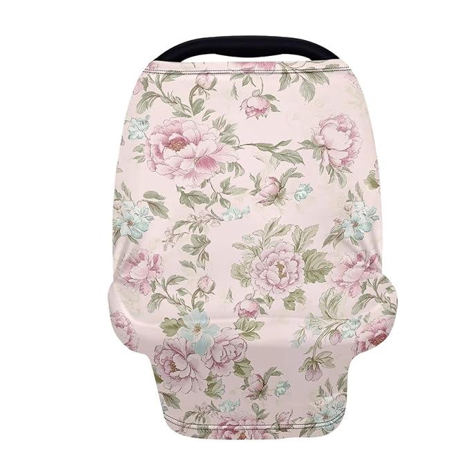AFPANQZ Pink Flowers Breastfeeding Nursing Cover Baby Carseat Canopy for Babies Infant Newborn Stroller Cover Breastfeeding Scarf