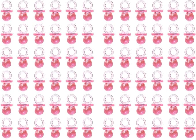 200 Pieces Tiny Acrylic Baby Pacifiers for Baby Shower Party Favors Filler Decorations Ice Cube Game Supplies Table Decor (Pink)