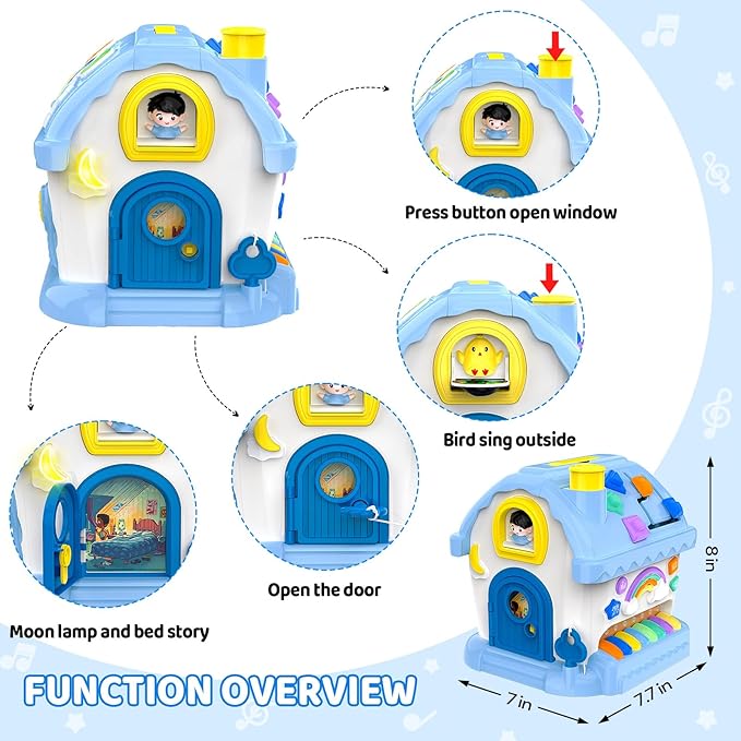 Montessori Toys for 1 Year Old Boy Gifts, 12-in-1 Musical House Educational Baby Toddler Boy Toy Age 1-2, First Birthday Easter Gift for Boy Girl 6-12 12-18 6-24 Months, Blue