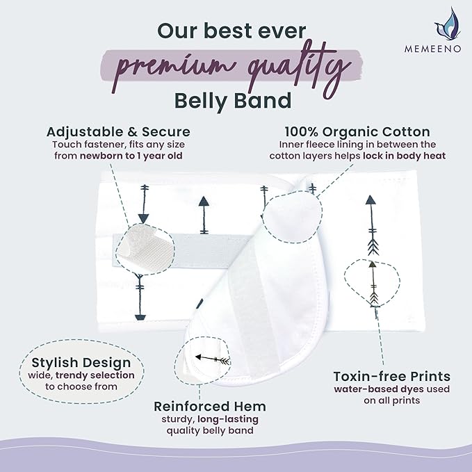 MEMEENO Baby Belly Band for Gas & Colic Relief - Heated Tummy Wrap for Infants, Colic Relief for Newborns
