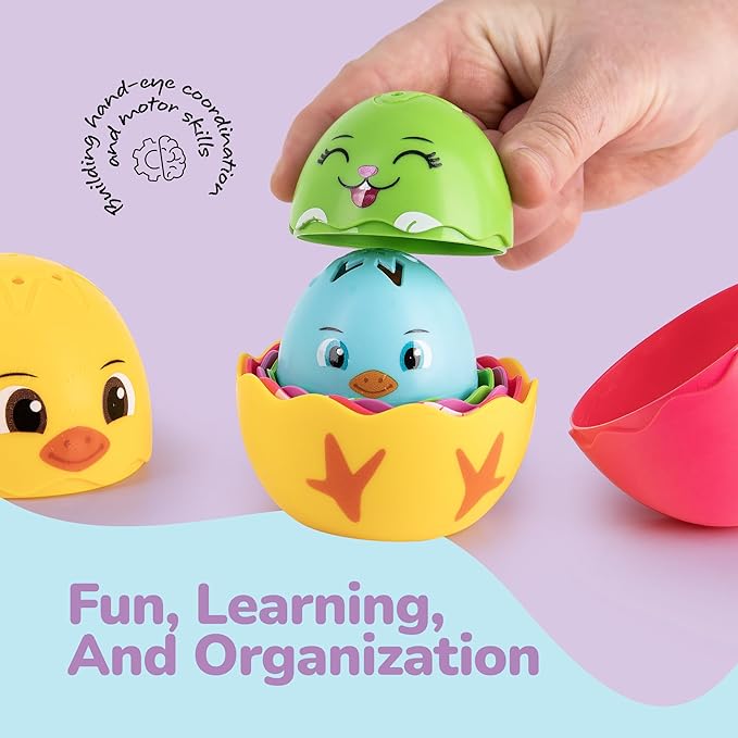 ArtCreativity Stacking Egg Cup Bath & Pool Toys – Set of 11 – Nesting Bunny & Chick Water Toys for Toddlers – Colorful Educational & Playtime Toys for Kids – Baby Bath Toy Set for Ages 3+