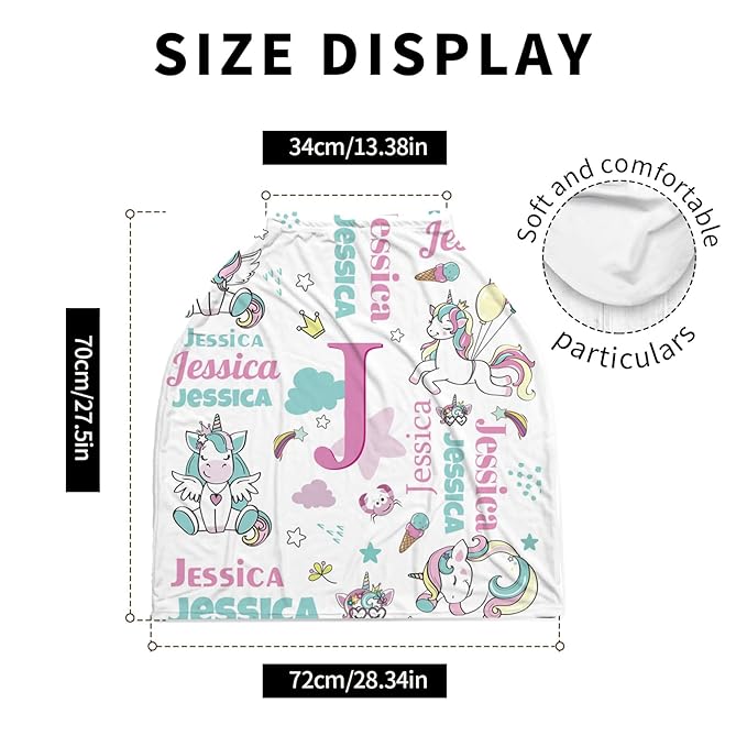 Personalized Baby Car Seat Cover Stroller Canopy: Custom Name Newborn Baby Boy Girl Elastic Nursing Cover for Moms First Birthday Gift Pink(one Size)