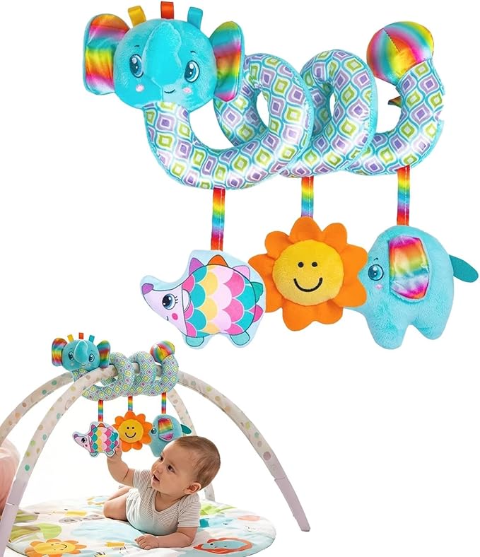 Multi-Use Baby Spiral Activity Toy – Spiral carseat Toy for Car Seat, Stroller,Play Gym, Keeps Baby Quiet, Easy Travel Solution