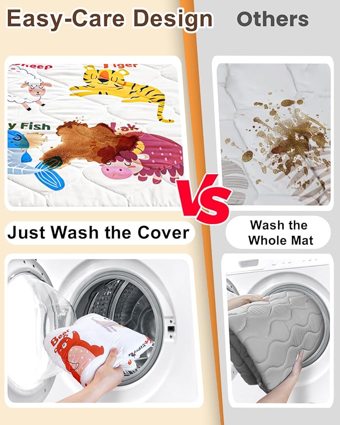 Foam Baby Play Mat 71x59, Removable and Machine Washable Cover, Thicken Cushioning Playmat and Perfect for Playpen, Non-Slip Bottom, Easy to Clean for Infants, Toddlers & Babies(Animal)