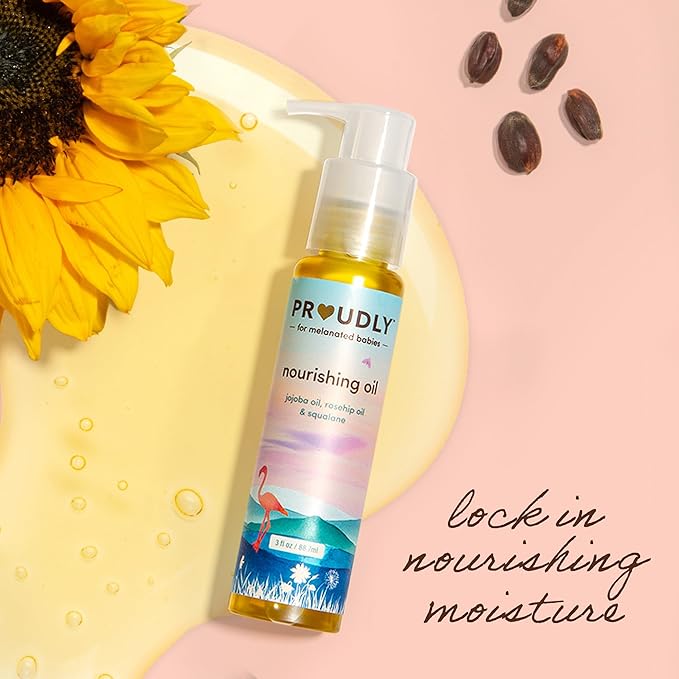 PROUDLY Nourishing Baby & Hair Oil by Gabrielle Union & Dwyane Wade, Baby Oil Gel for Dry, Sensitive Skin & Textured Hair, Black & Brown Babies, Vitamin E, 2-Pack (3 oz each)