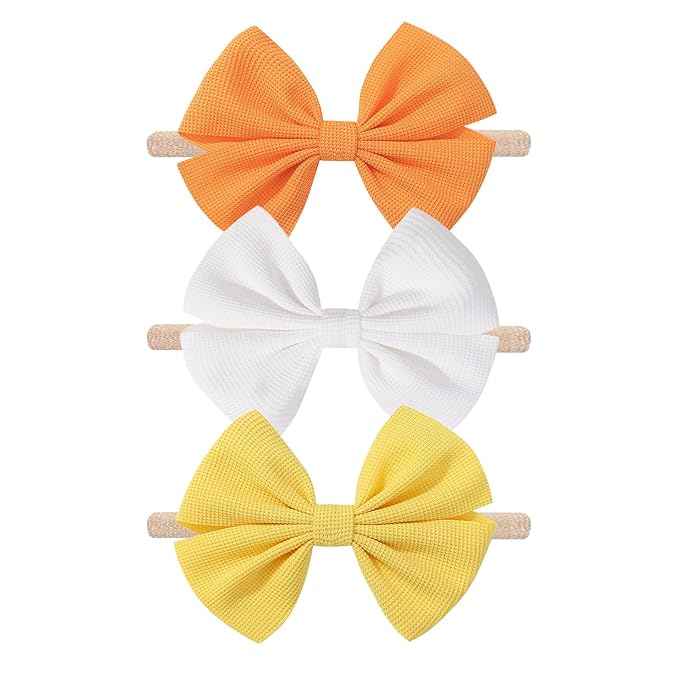 Thanksgiving Baby Girls Bows Elastic Nylon Headbands Bows for Baby Girls Toddler Hair Bows Fall Theme Party Hair Accessories Newborn Bows for Infant Toddlers Kids