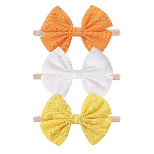 Thanksgiving Baby Girls Bows Elastic Nylon Headbands Bows for Baby Girls Toddler Hair Bows Fall Theme Party Hair Accessories Newborn Bows for Infant Toddlers Kids