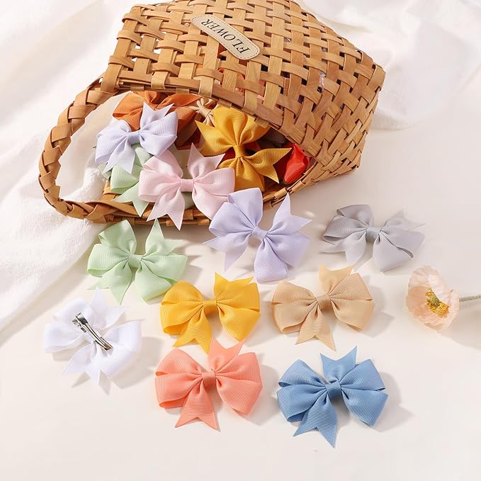 YLEN YHXX 40PCS Hair Bows for Girls 3 Inch Toddler Hair Clips Grosgrain Ribbon Pinwheel Hair Bow with Alligator Clip Handmade Hair Accessories for Girls Toddlers Teens