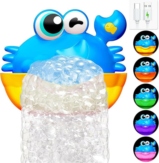 Bath Toys for Kids Ages 1-3,Light Up Baby Bath Toys Crab Bubble Maker with Colourful Light Toddler Bathtub Birthday Gifts Easter Stocking Stuffers for Boys Girls Aged 1-3 2-4 3-5