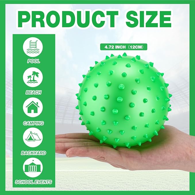 Jerify Knobby Balls Bouncy Spiky Sensory Ball Bulk Soft Inflatable Massage Stress Plastic Toy for School Party Play Indoor Outdoor