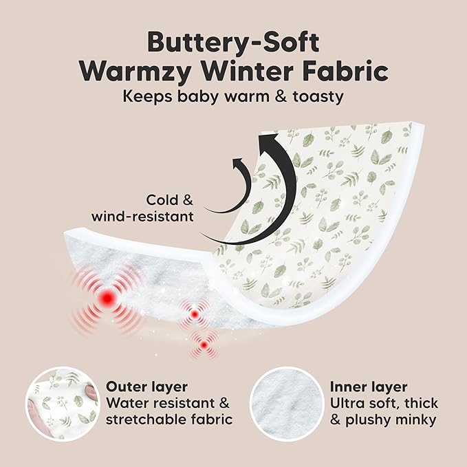 KeaBabies Winter Car Seat Cover Baby, Newborn - Universal Fit Infant Carseat Covers Baby Girl, Boy, Breathable, Lightweight Blanket, Easy to Use Stroller Canopy, Rain, Wind, Sun Shade (Laurel)