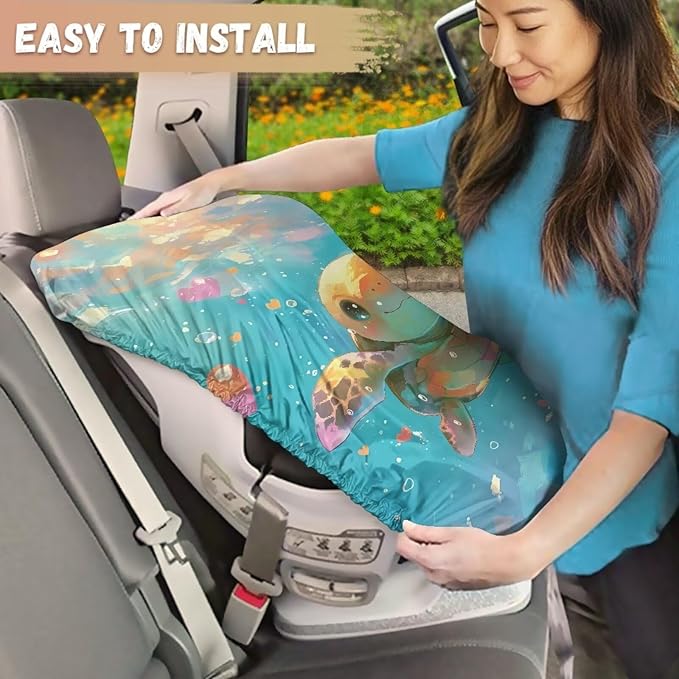 XYZCANDO Turtle Print Infant Car Seat Protector Fashion Car Seat Covers for Babies Easy to Install Baby Car Seat Sun Shade Cover Waterproof Baby Car Seat Cover for Summer Gift for Holiday