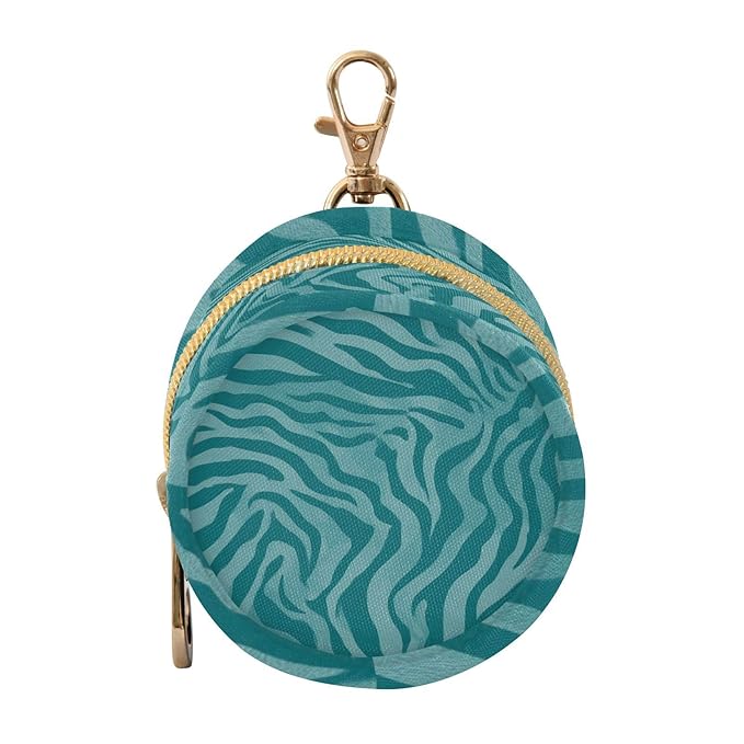 Pacifier Holder with Clip Pacifier Case for Diaper Bag Round Baby Pacifier Pouch Box Bag Portable Teal Zebra Print