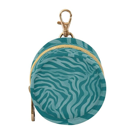 Pacifier Holder with Clip Pacifier Case for Diaper Bag Round Baby Pacifier Pouch Box Bag Portable Teal Zebra Print