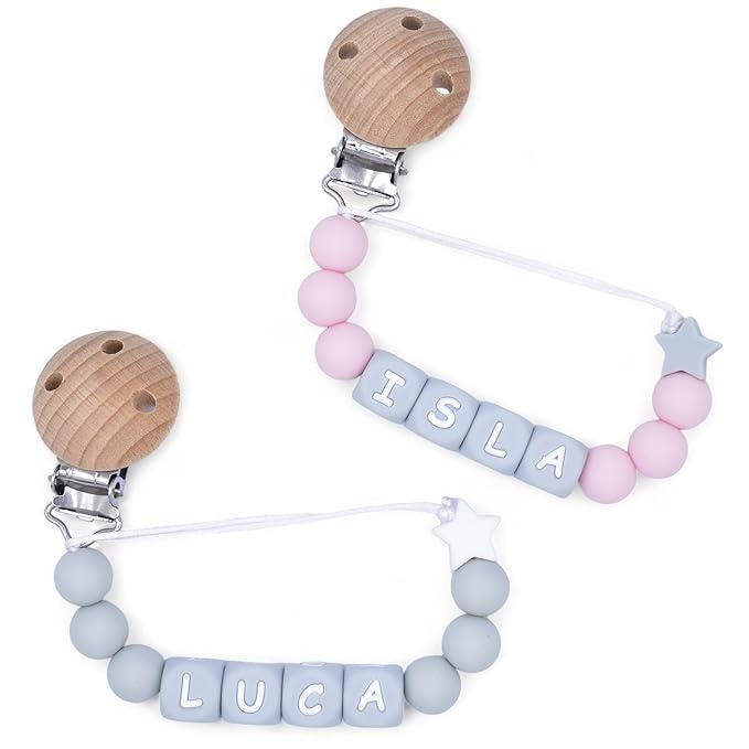Personalized Silicone Pacifier Clip with Name Custom Name Stroller Clip Holder for Girls Boys