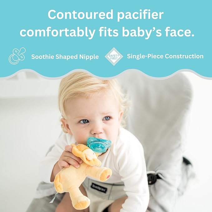 PaciBuddy Lion Pacifier Holder - Plush Toy Includes Detachable Pacifier - Adapts to Name Brand Pacifiers - Baby Gift Suitable for All Ages - Infant Binky, Soother, Paci, Plush Baby Toy