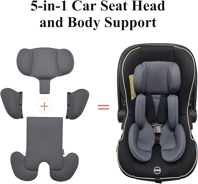 Innokids Infant Car Seat Insert, Baby Head Body Supports for Newborn, Soft and Padded, Detachable Head and Side Support for Carseats, Strollers, Swings (Grey)