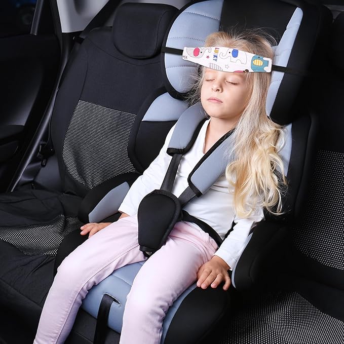 HESTYA 2 Pcs Carseat Head Support Toddler, Stroller Seat Headrest for Sleeping Traveling, Neck Relief Headband Strap for Kids Children Toddler Infant(Elephant)