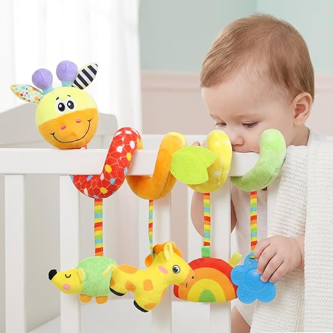 Multi-Use Baby Spiral Activity Toy – Spiral carseat Toy for Car Seat, Stroller,Play Gym, Keeps Baby Quiet, Easy Travel Solution