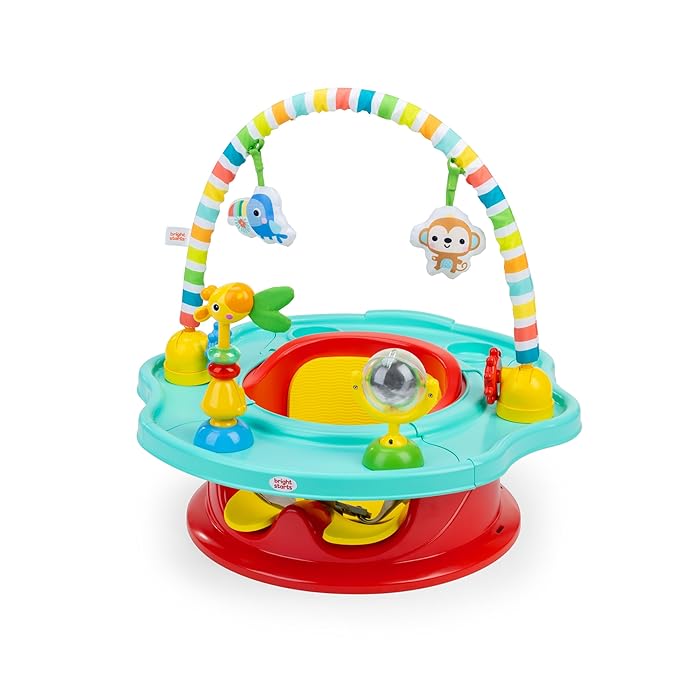 Bright Starts 3-in-1 SuperSeat Playful Paradise, Baby Activity Seat with Toys, Snacking Tray, Booster Seat, BPA Free Tray, Unisex, 6 Months +