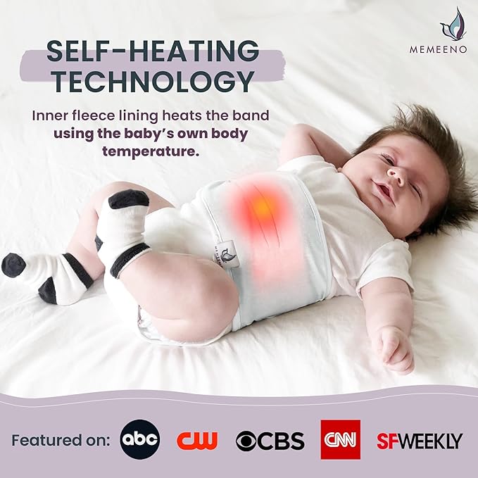 MEMEENO Baby Belly Band for Gas and Colic Baby Relief - Belly Band for Heating Pad for Colic, Heated Tummy Wrap, Sage
