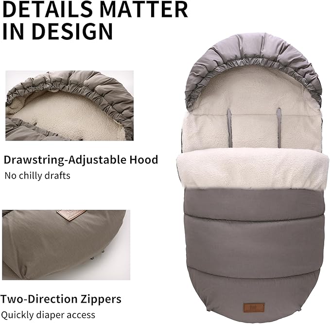 Miracle Baby Bunting Bag for Stroller, Warm Fleece Footmuff with Zippers, Convertible Infant Toddler Sleeping Bag Blanket for Boys Girls