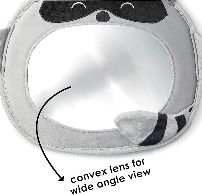 Diono Easy View Racoon Character Baby Car Mirror, Safety Car Seat Mirror for Rear Facing Infant, Fully Adjustable, Wide Crystal Clear View, Shatterproof, Crash Tested (Pack of 2)