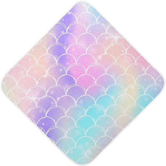 Pink Mermaid Princess Baby Boys Girls Bath Towel Purple Mermaid Scale Hooded Towels Newborn Toddlers Organic Cotton Washcloths Shower Beach Towel 35 x 35 Inch