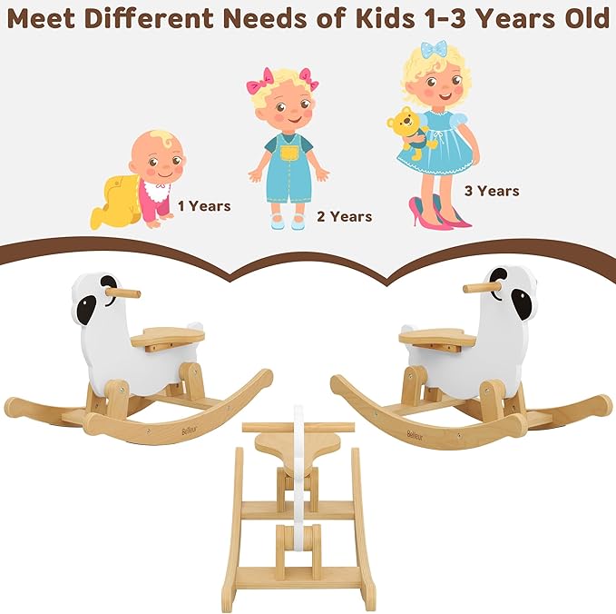 Belleur Rocking Horse for Kids 1-3 Years Old, Premium Wooden Rocking Toy for Toddlers for Indoor & Outdoor Activities, Baby Horse Riding Toy for Birthday & Visit Gifts
