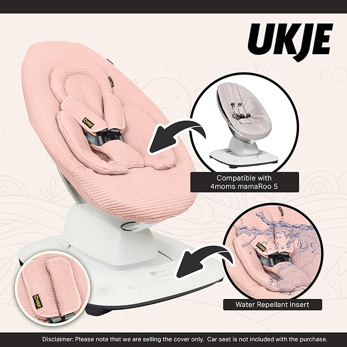 Ukje Swing Insert Rocker Cover Compatible with 4moms mamaRoo 5 Swing, Swing Accessories with Reversible Design, Easy to Install, Handmade in Europe - Pink