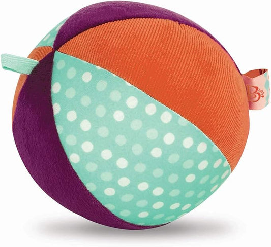 B. toys – Large Textured Plush Baby Ball – Chiming Bell – Gross Motor Skills & Sensory Development – for Babies & Toddlers – Make It Chime – 6+ Months